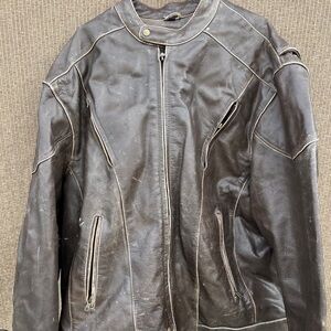 Xelement Motorcycle brown Leather Flying Mayhem Skull jacket Street Jacket 4XL
